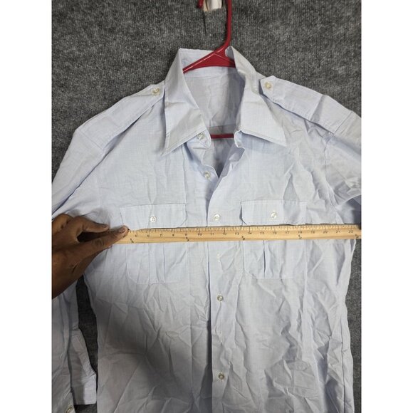 Vtg US Air Force Uniform Shirt Men 16.5x34 Blue Long Sleeve Rank Chevrons 90s - Picture 5 of 7